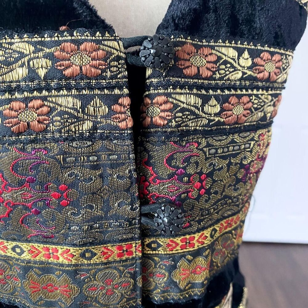 Access Indian Rayon Boho Witchy Whimsygoth Crushed Velvet Tapestry Vest M - Picture 4 of 6